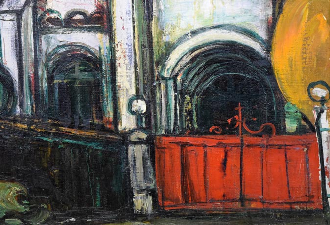 小川緑「天主堂（長崎）」油絵・F8号 絵画買取・販売の小竹美術