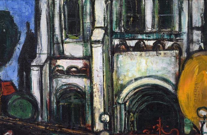 小川緑「天主堂（長崎）」油絵・F8号 絵画買取・販売の小竹美術