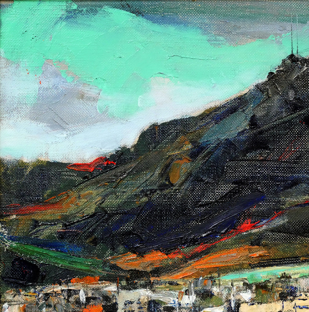 石岡剛「函館山」油絵・F8号 絵画買取・販売の小竹美術