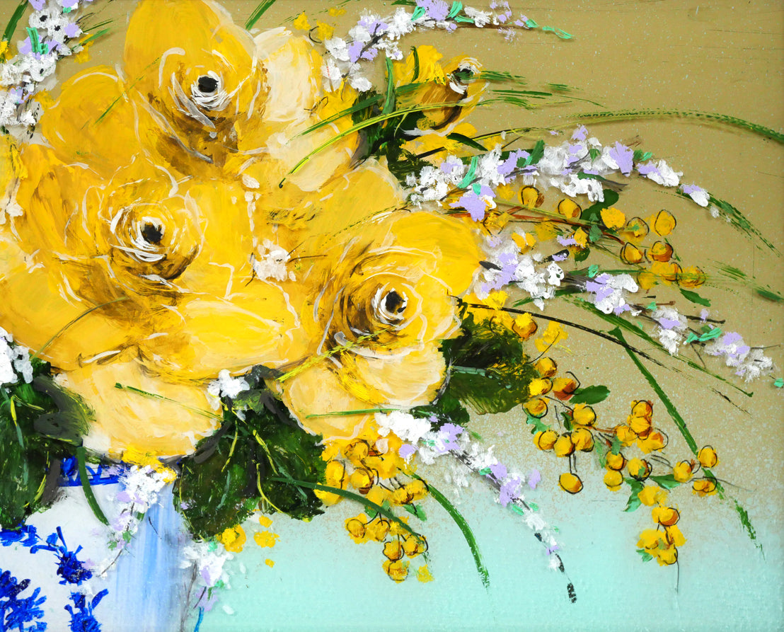 大野剛正「ほのかな香り（黄色い花）」アクラス画（油彩）・5号 絵画