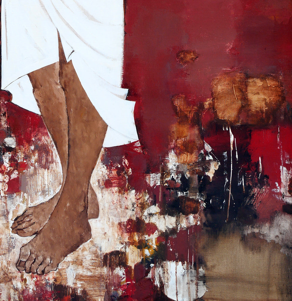 園田郁夫「路傍」油絵・F50号 絵画買取・販売の小竹美術