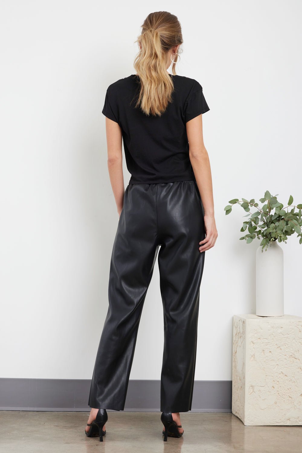 CROP FLARE VEGAN LEATHER PANT - FINAL SALE