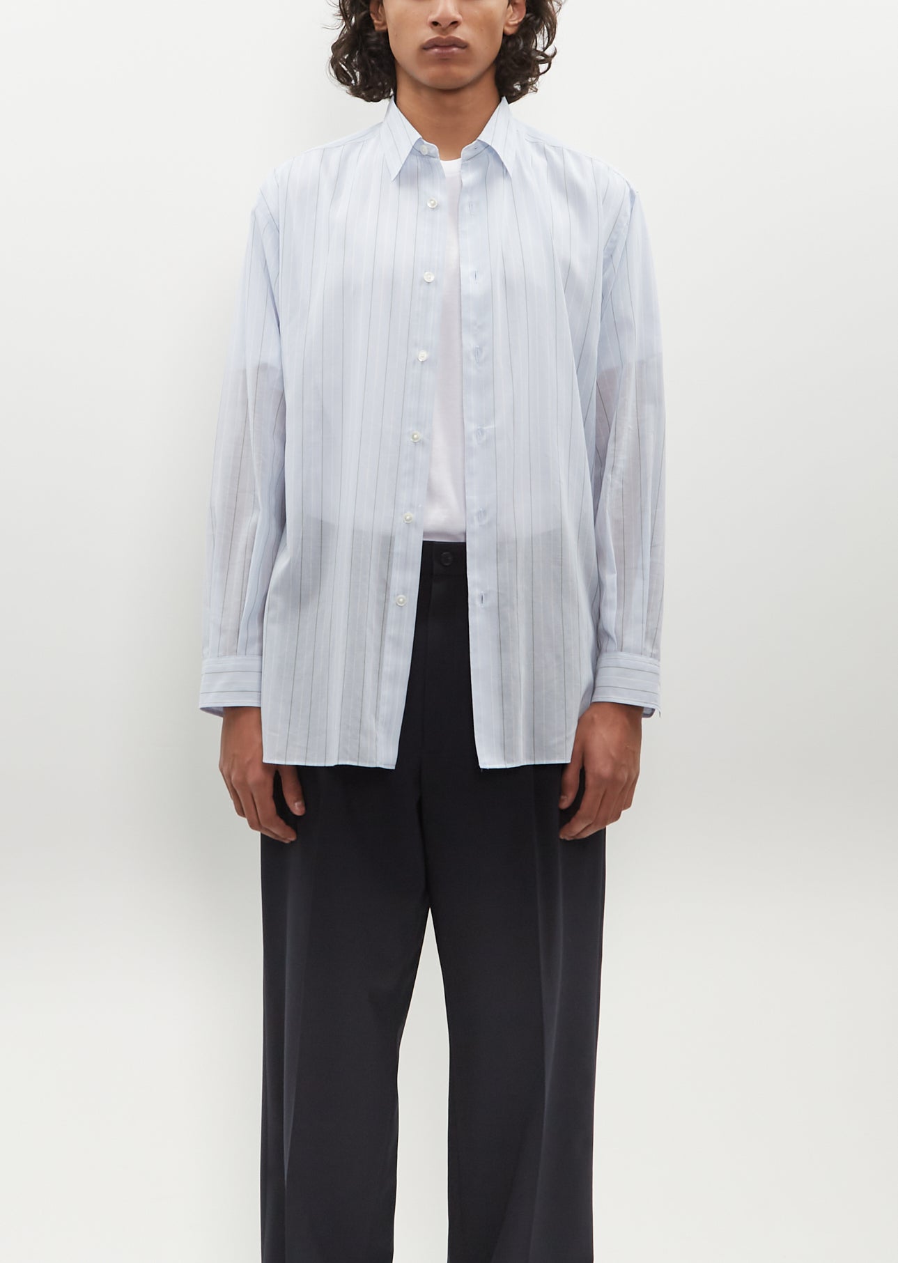 Hard Twist Finx Organdy Stripe Shirt — Light Blue Stripe – La Garçonne