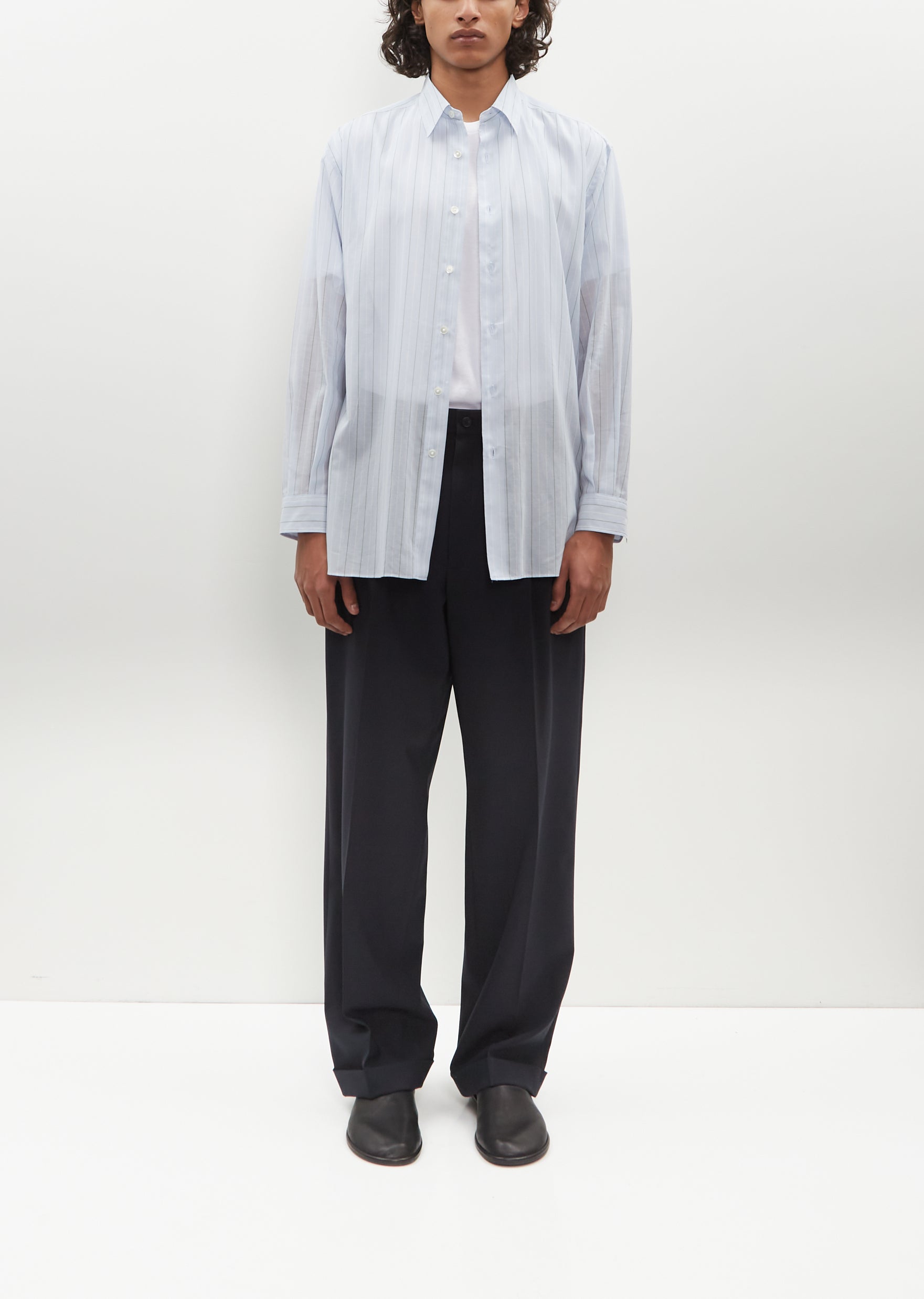 Hard Twist Finx Organdy Stripe Shirt — Light Blue Stripe – La Garçonne