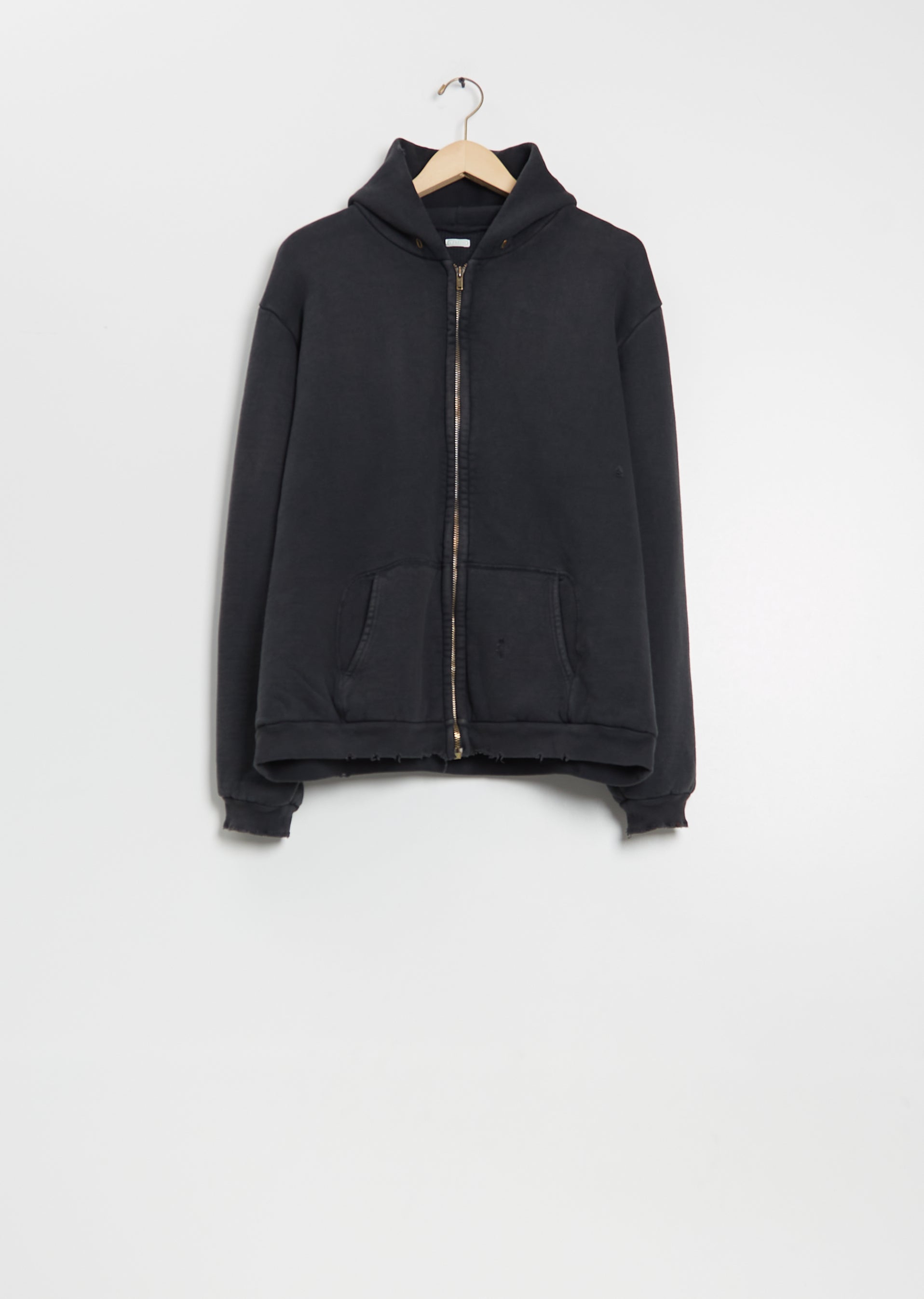 Vintage Zip Cotton Sweat Hoodie — Black – La Garçonne