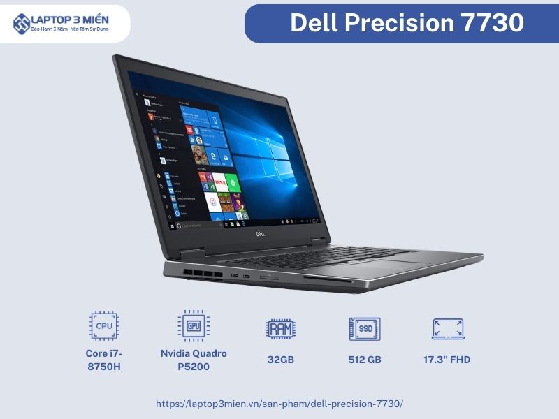 Dell Precision 7730 ✓ Core i9 8950HK, 128 GB RAM, 4 TB SSD, P5200