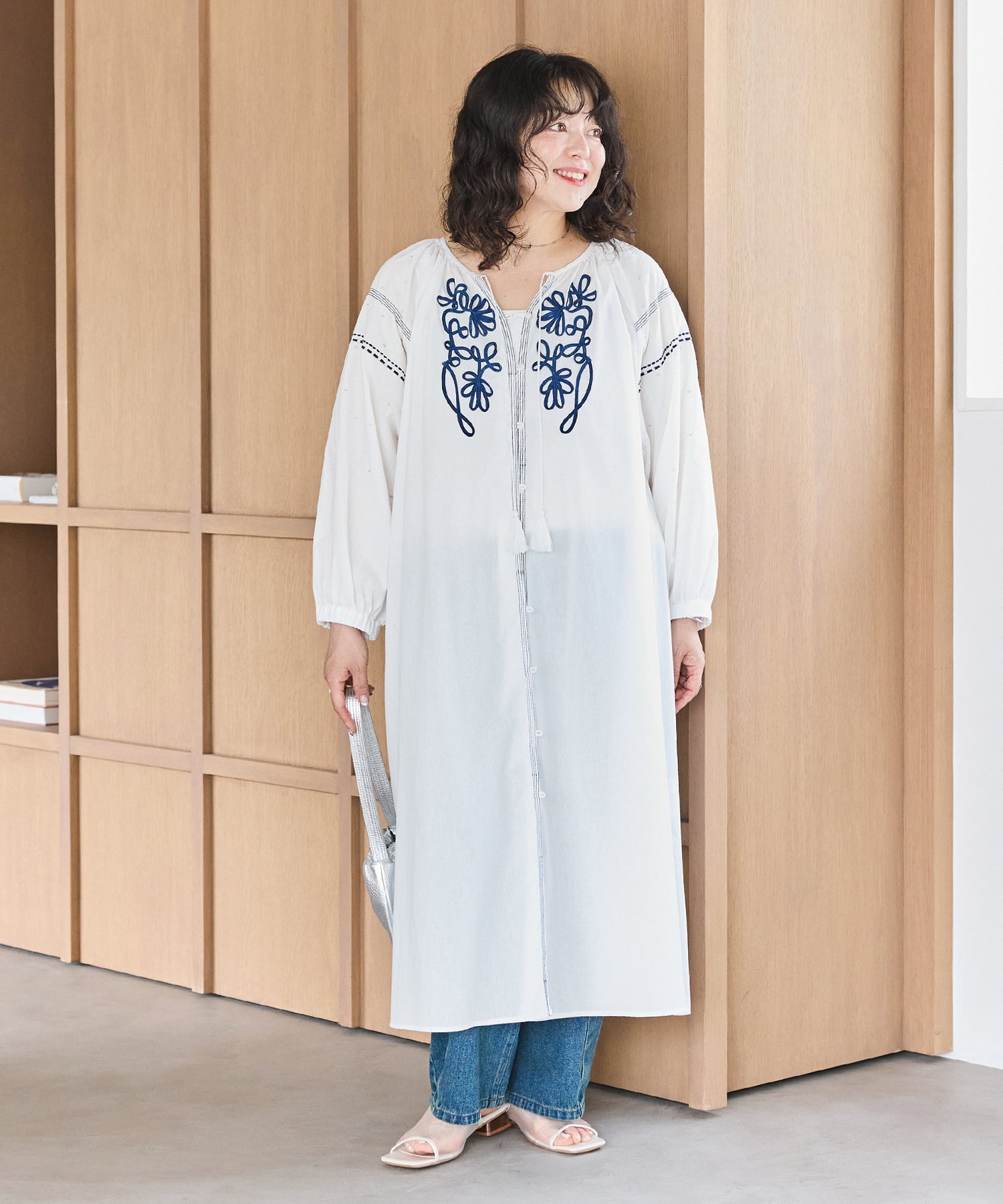 コード刺繍ワンピース | ラビアンジェ-⼤きいサイズのレディース服