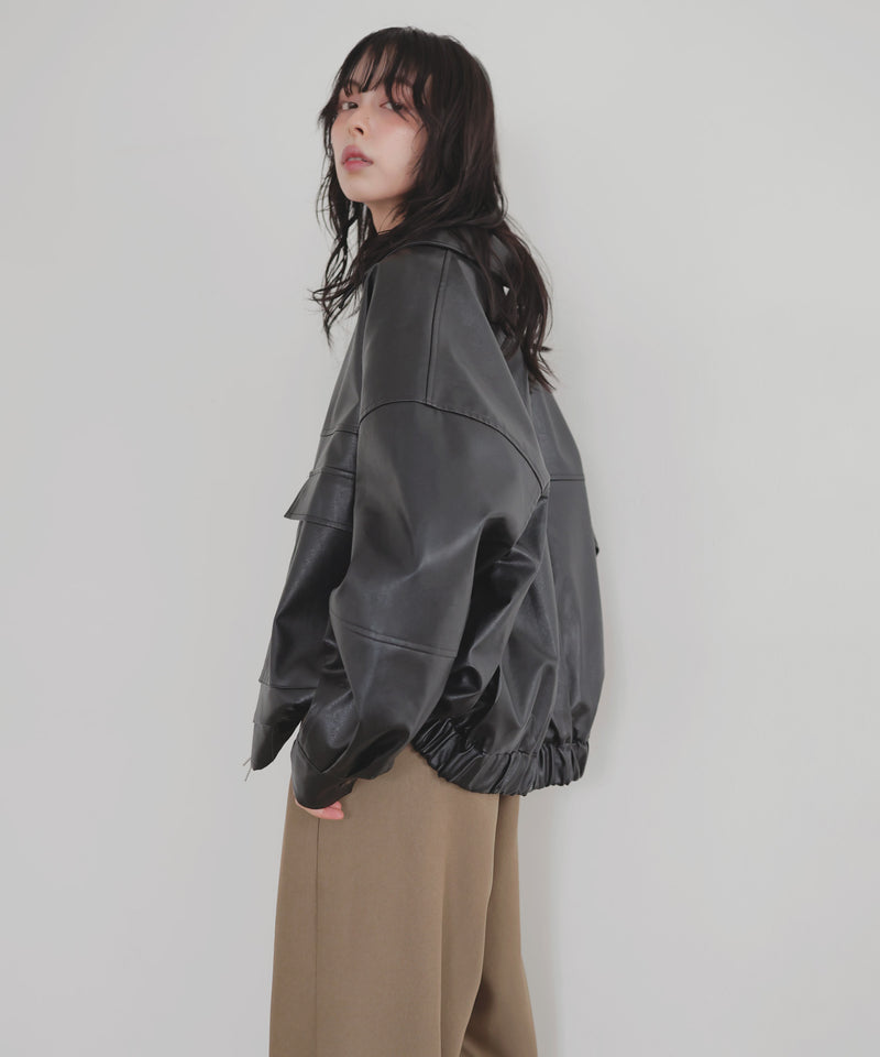 フェイクレザーミドルブルゾン – LIAN