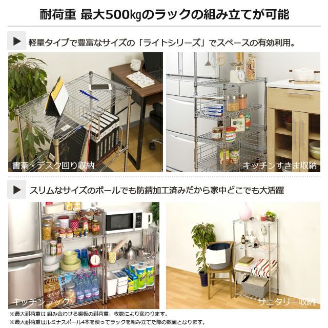 基本ポール 長さ90.5cm ルミナスライト ポール径19mm スチールラック