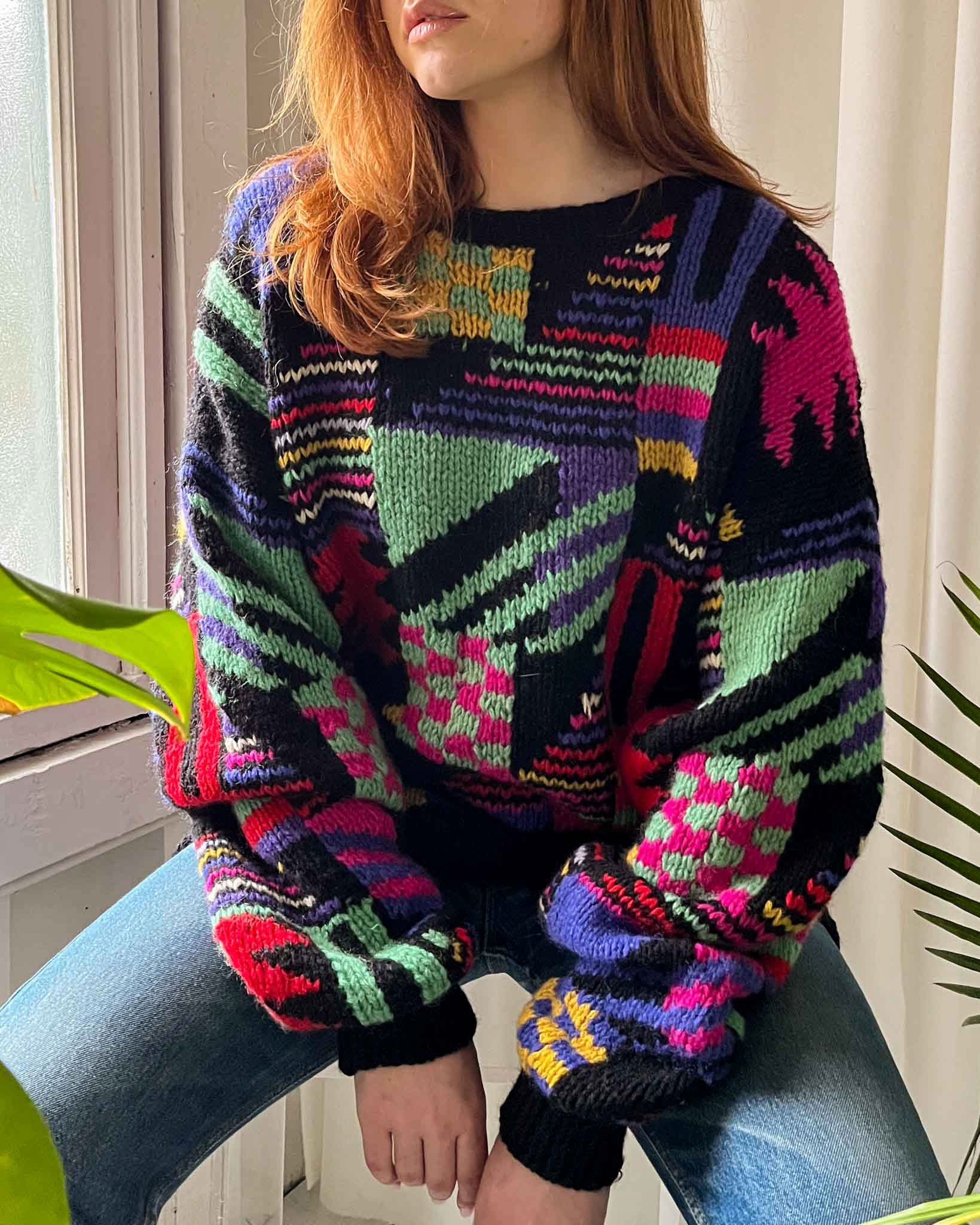 90s Colorful Wool Sweater | M-XL - Lucky Vintage