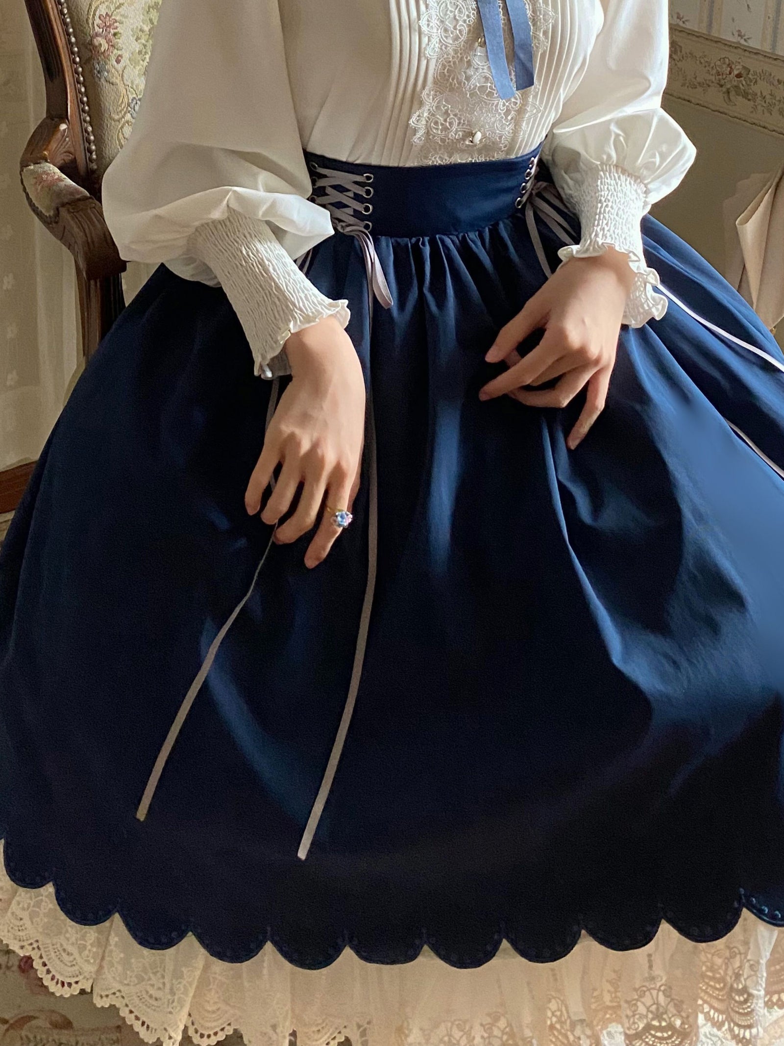 紺青の刺繍コルセットスカート – ManusMachina