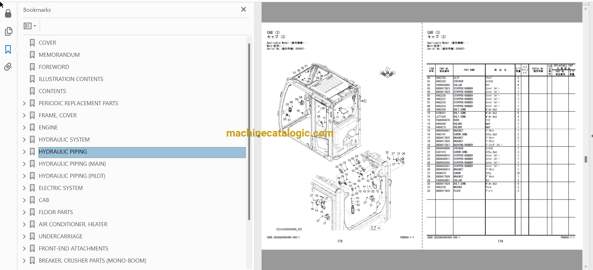 Hitachi ZX160LC-7H Hydraulic Excavator Parts and Equipment