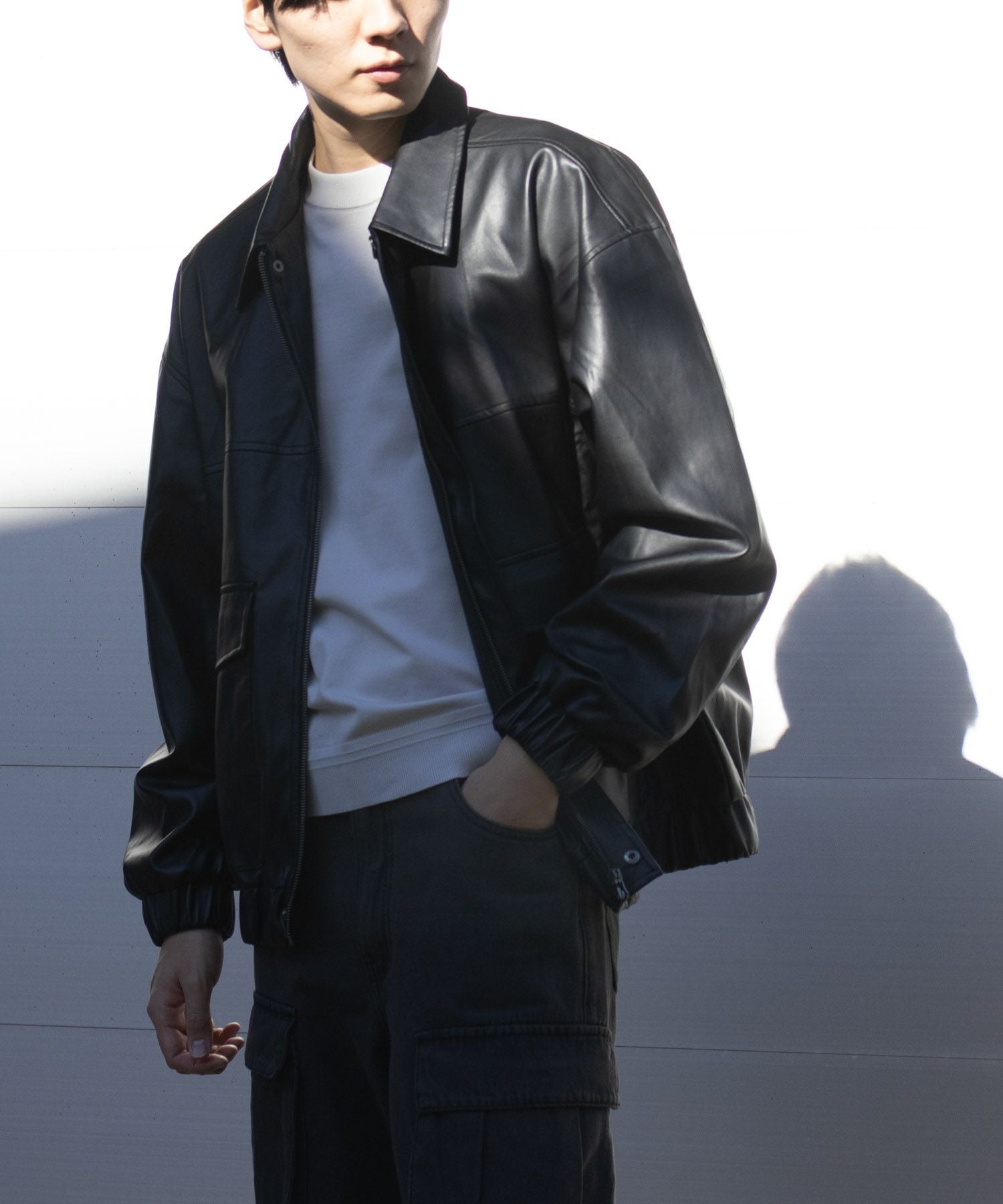 フェイクレザーA-2フライトジャケット メンズ