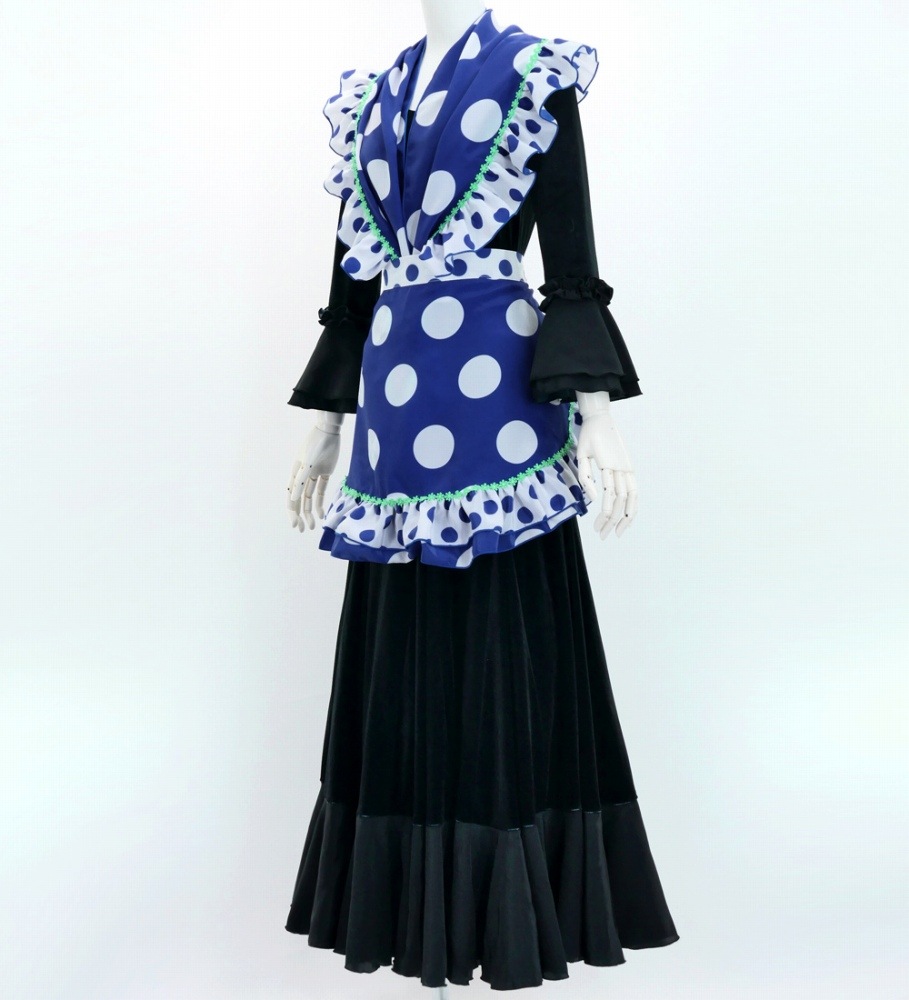 フラメンコエプロンピキージョターバン 3点セット花柄 フリル レース