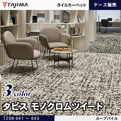 タピス モノクロムツイード 抽象柄 8.5mm厚 3色 (TZ08-641～643