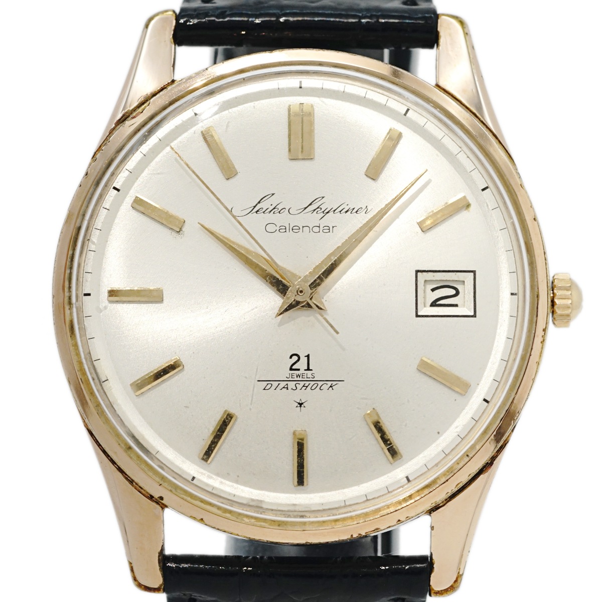 セイコー スカイライナーカレンダー J15019 金メッキ Cal.956 21石 手