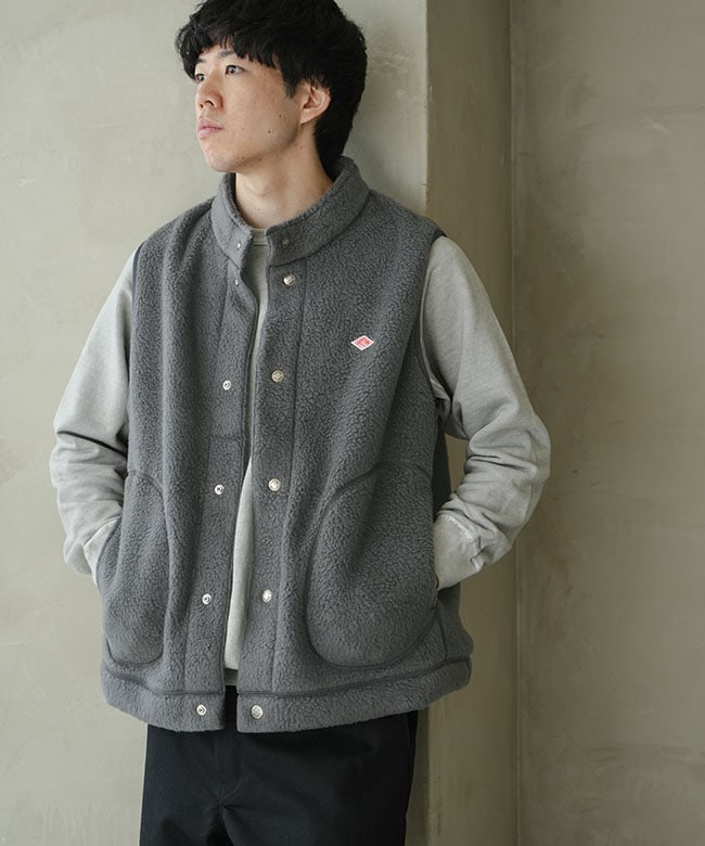 ◇[DT-A0713WNN]DANTON(ダントン) DOUBLE FACE BOA STAND COLLAR VESTT