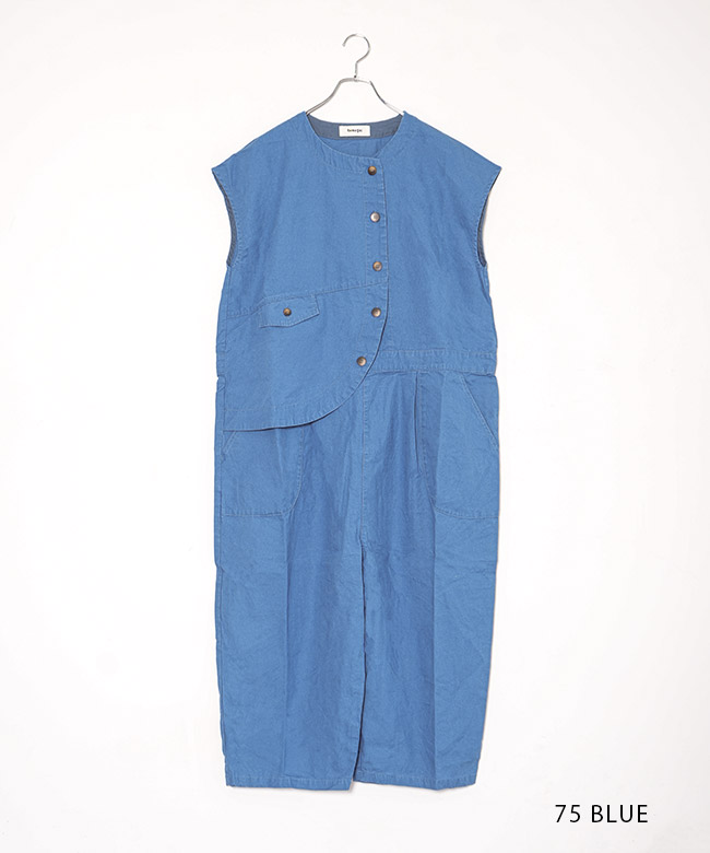 TB25218]tumugu(ツムグ) コットンヘンプウェザーオールインワン つなぎ