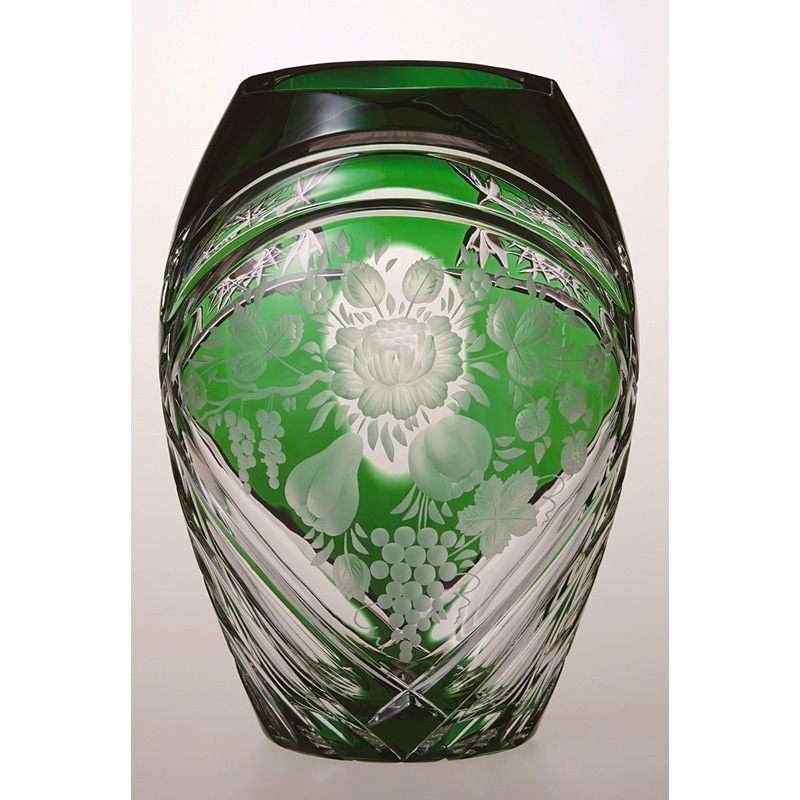 エルベクリスタル ヴィオラ 色被せ花瓶 グリーン VIO/2283/26G