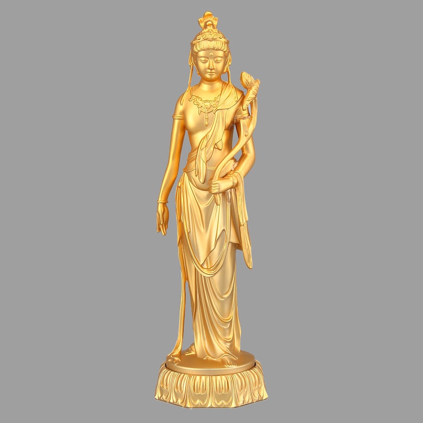 聖観音菩薩像 牧田秀雲 高岡銅器 仏像【ポイント5％還元中】 : アート