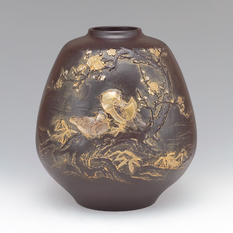 銅製おしどり花瓶』村田宏 : アートの友社 『銅製おしどり花瓶』村田宏