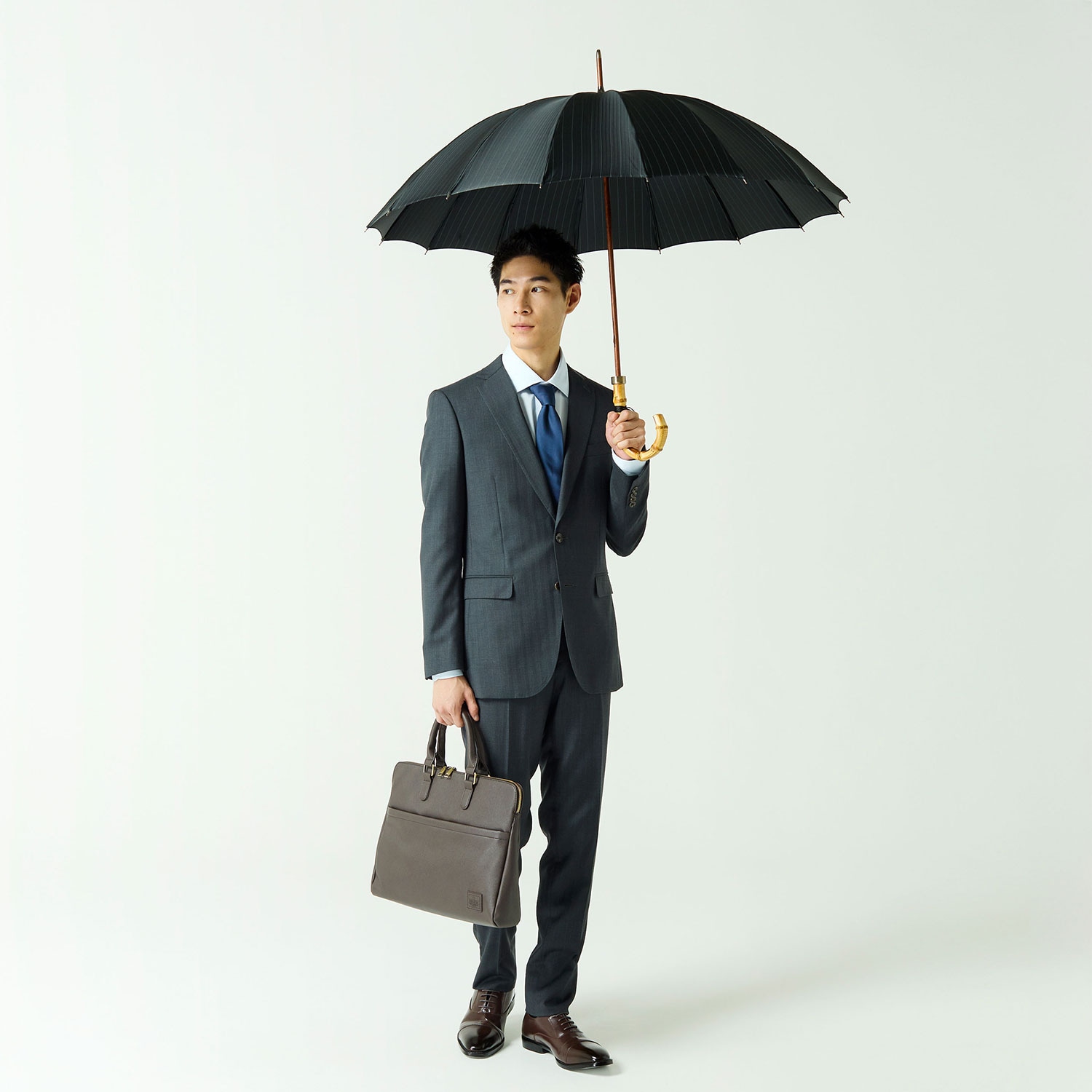 メンズ雨傘】ピンストライプ-ブラック｜トンボ洋傘前原光榮商店