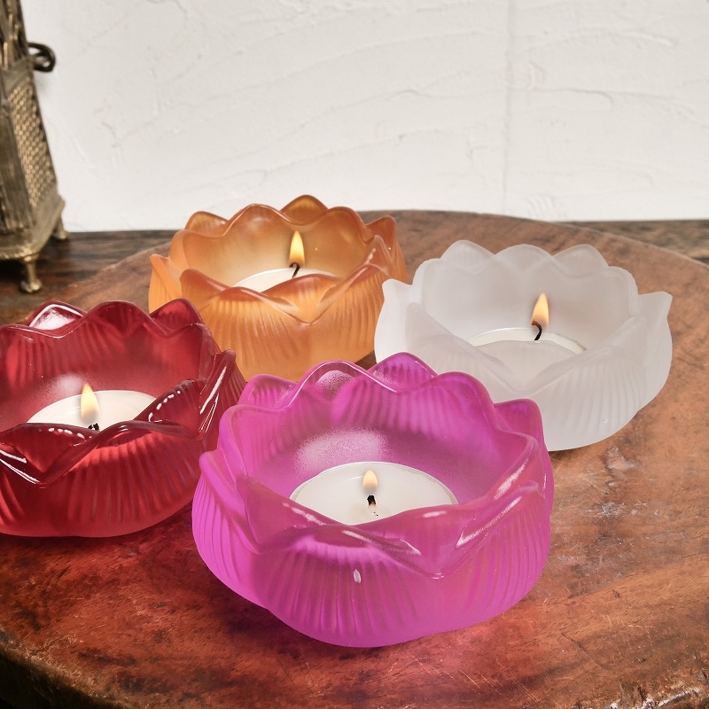 ガラスロータスキャンドルホルダー｜マライカ公式通販