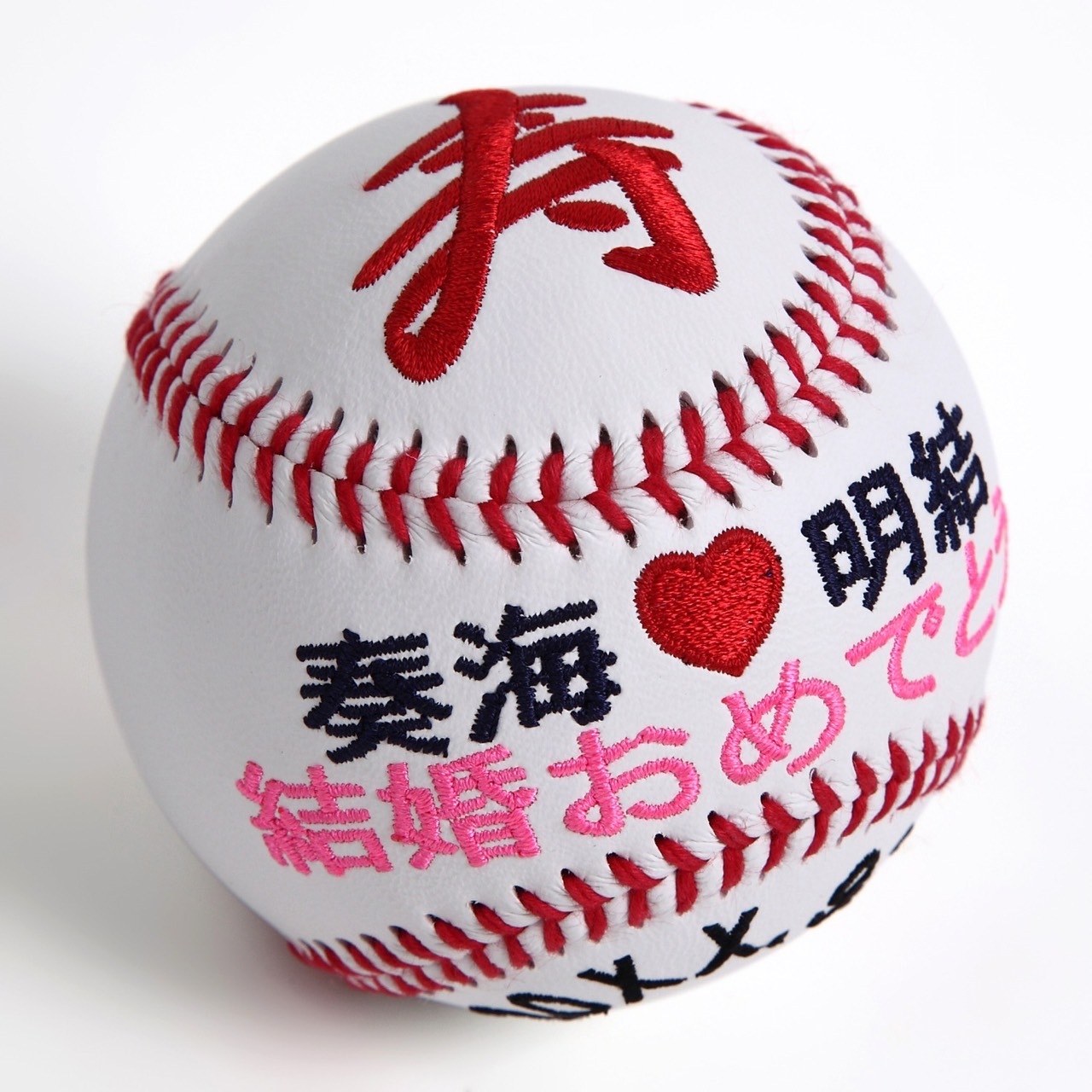 名入れ】一文字シリーズ 通常硬式野球ボールサイズ刺繍ボール クリア