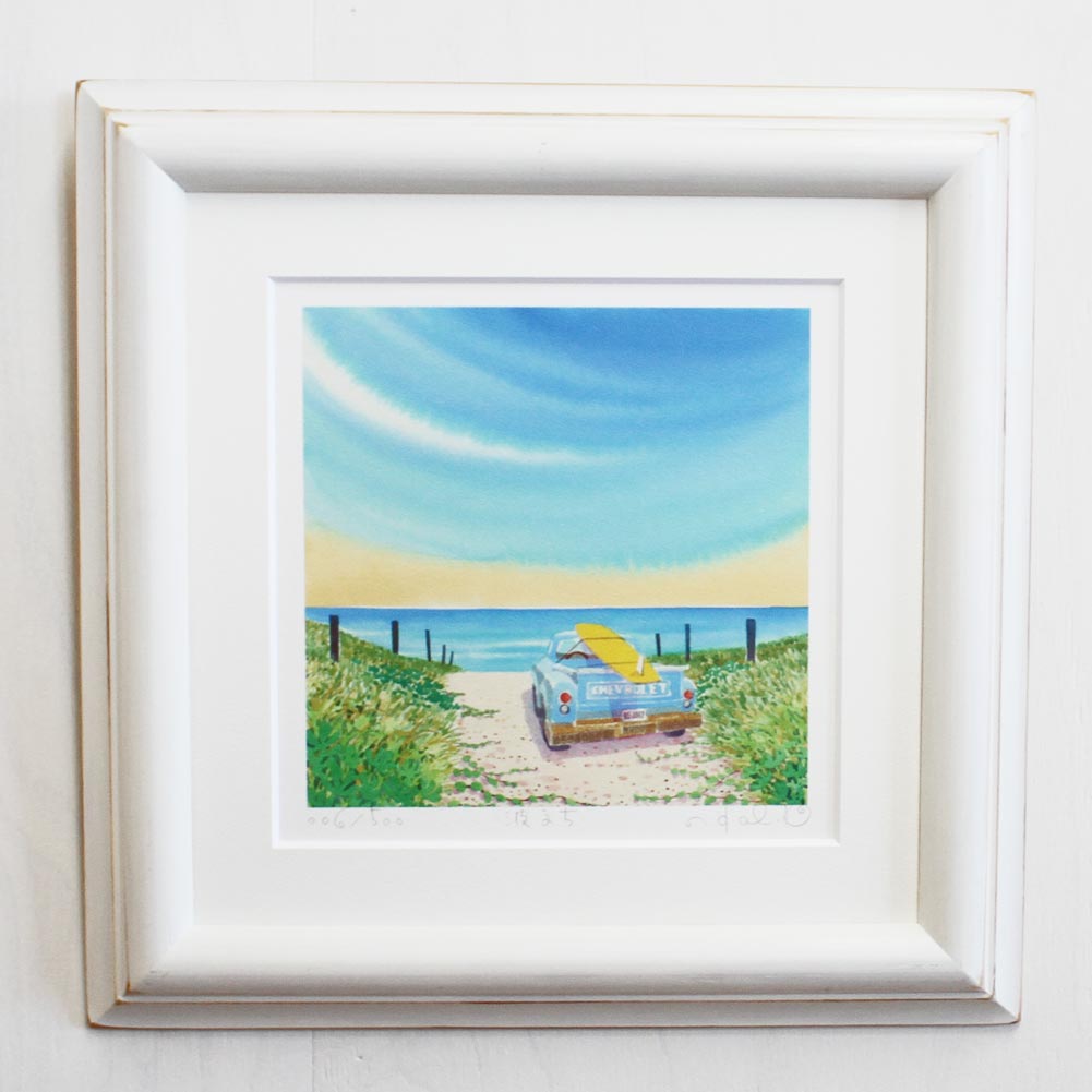 栗乃木ハルミ イラストフレームセット 「波まち」額入り絵画 268×268mm