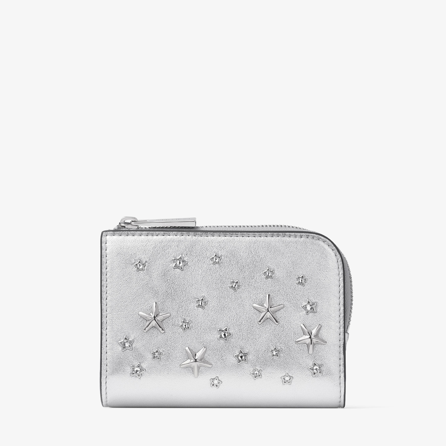 コンパクトジップ ウォレット | シルバー メタリックレザー
