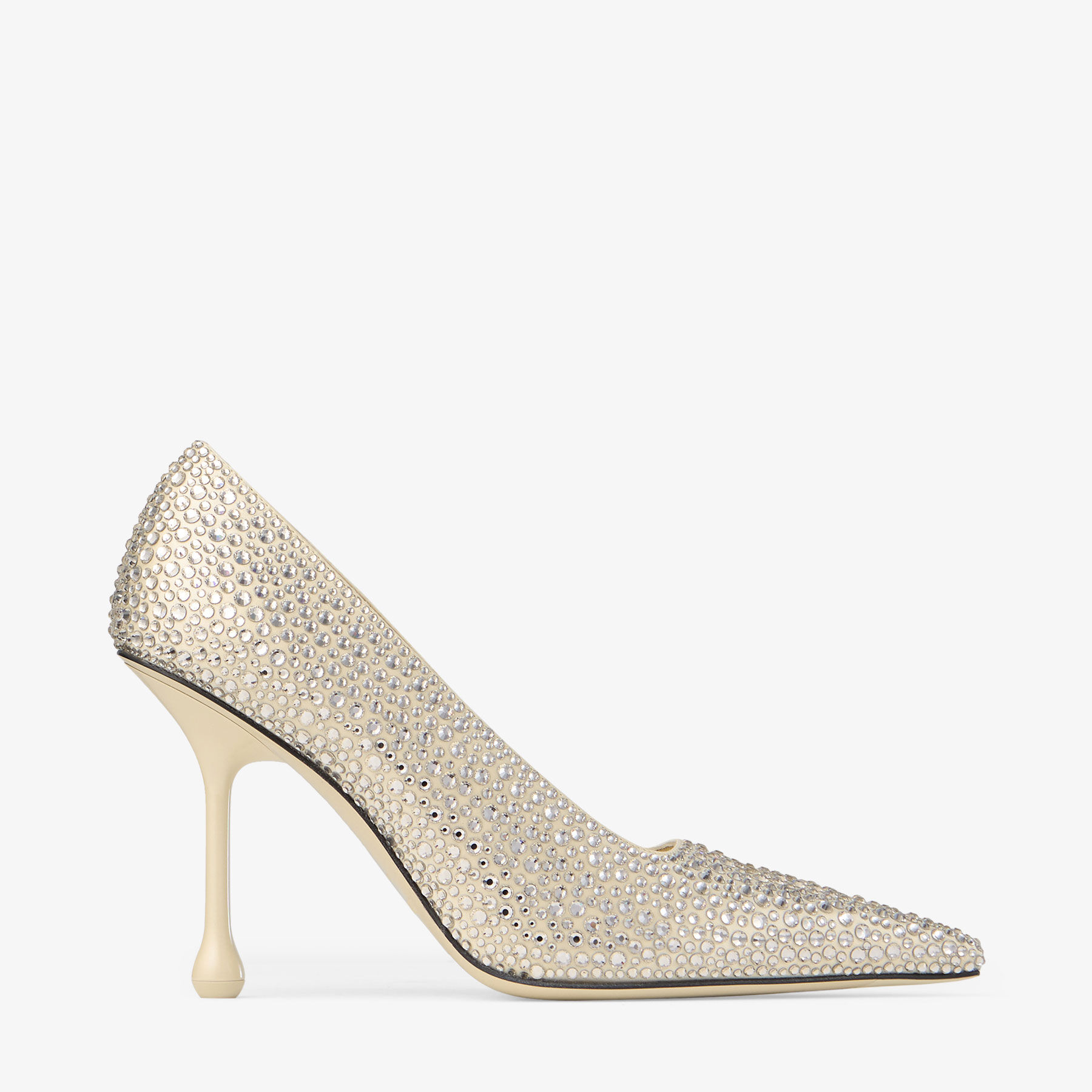 Ixia 95 | Yellow Buttermilk Satin Rhinestones Pumps | JIMMY CHOO