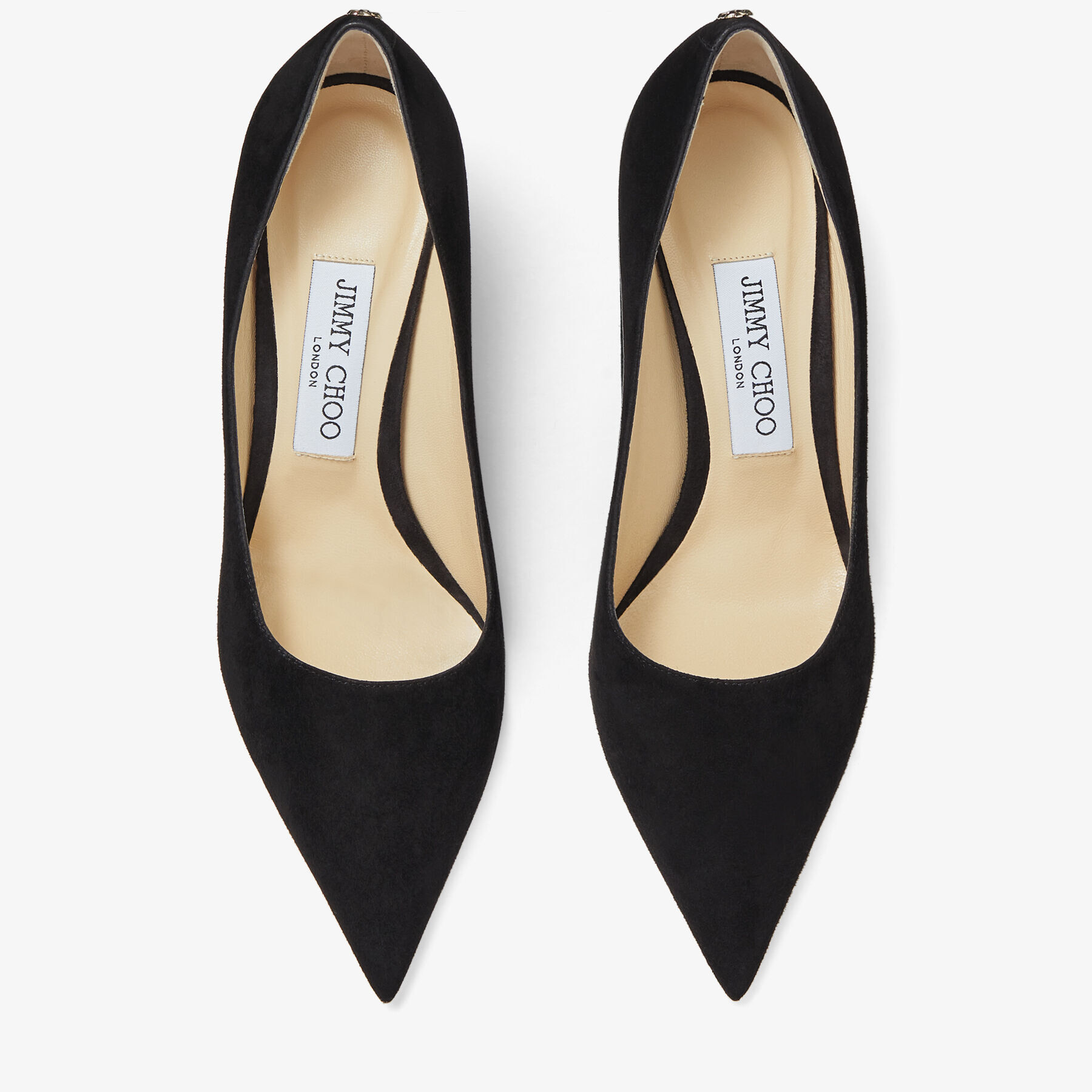 Black Suede Pointed Pumps with JC Emblem |LOVE 85 | Autumn Winter