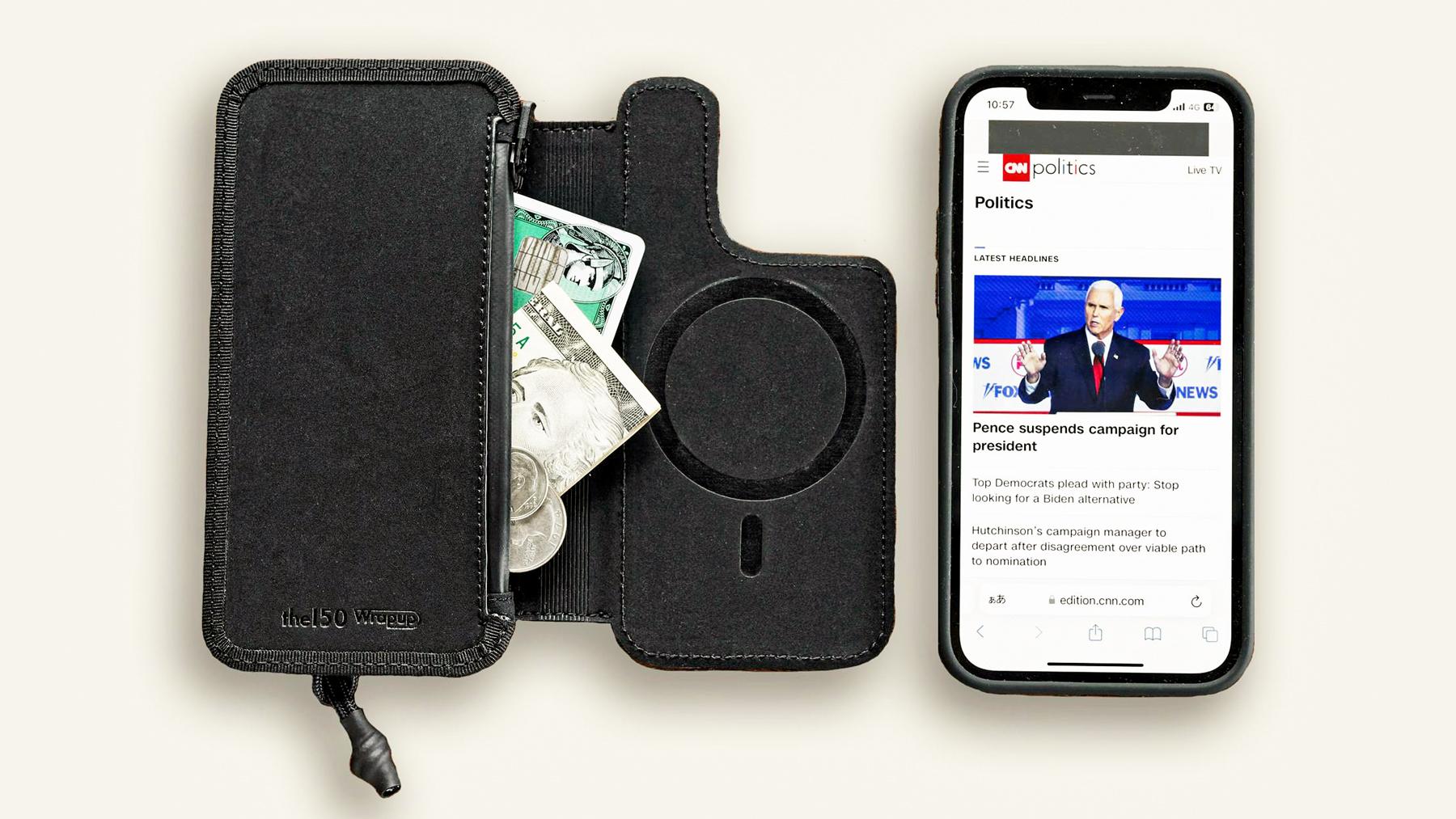 必要なときだけミニ財布をピタっ！ 身軽なお出かけを助けるiPhone