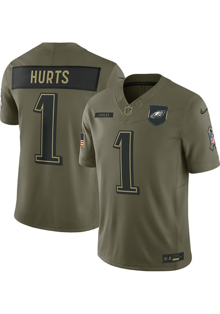 Jalen Hurts Philadelphia Eagles Mens OLIVE Salute to Service