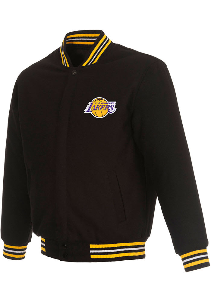Los Angeles Lakers Mens Reversible Wool Heavyweight Jacket - BLACK