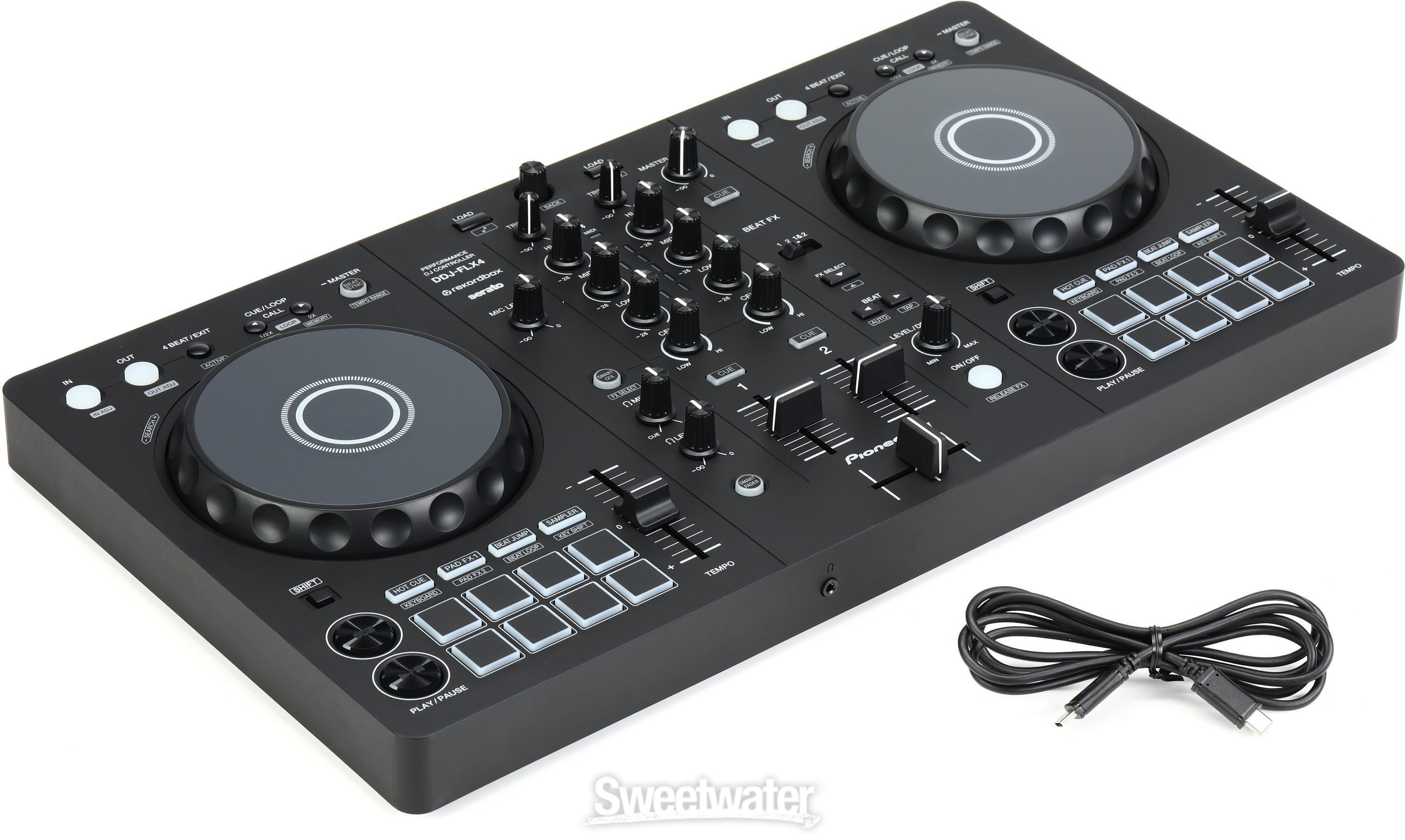 Pioneer DJ DDJ-FLX4 2-deck rekordbox and Serato DJ Controller