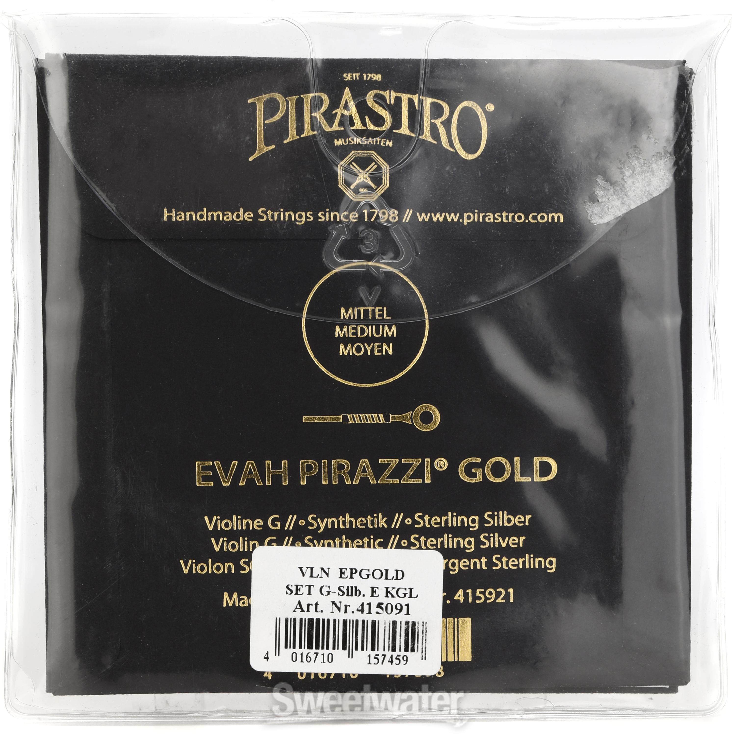 Pirastro Evah Pirazzi Gold Series Violin String Set - 4/4 Size