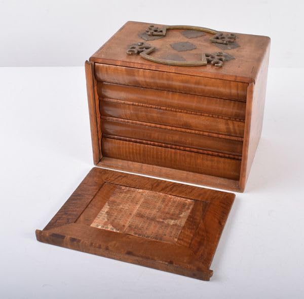 割引 中国 竹嵌 骨牌 背竹牌 麻雀牌 唐木箱付 M 8054 中国