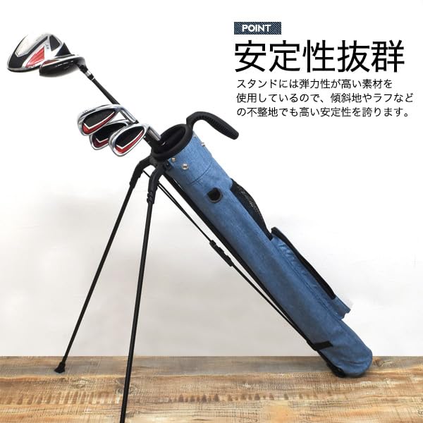 Amazon | ゴルフ クラブケース デニム スタンド式 ゴルフバッグ