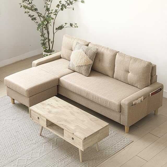 Amazon｜モダンデコ ソファー 3人掛け オットマン付き 収納ポケット