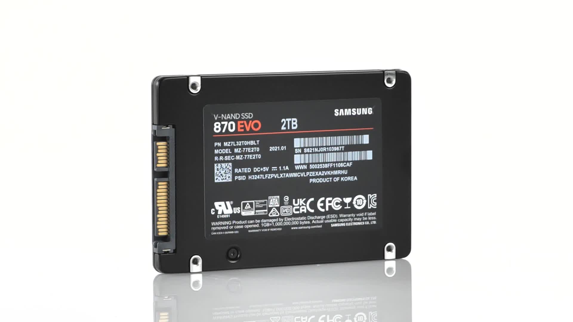 Samsung SSD 870 EVO, 2 TB, Form Factor 2.5”, Intelligent Turbo