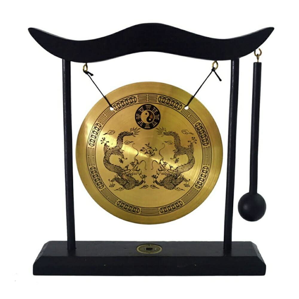 Amazon.co.jp: [AiO JAPAN] 風水 銅鑼 ドラ 鐘 ミニサイズ 龍 竜