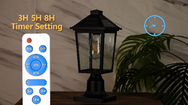 Solar Post Lantern, HWH Dusk to Dawn Outdoor Lamp Post Light