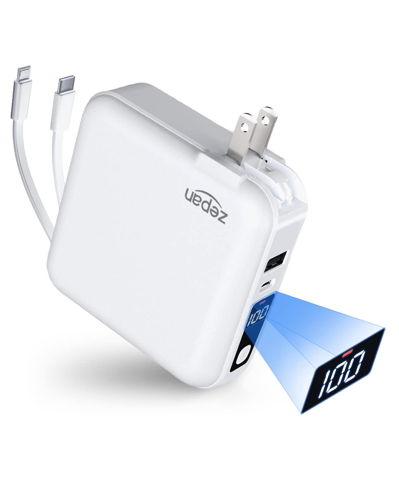 Amazon | zepan モバイルバッテリー 大容量 15000mAh ケーブル内蔵 PD