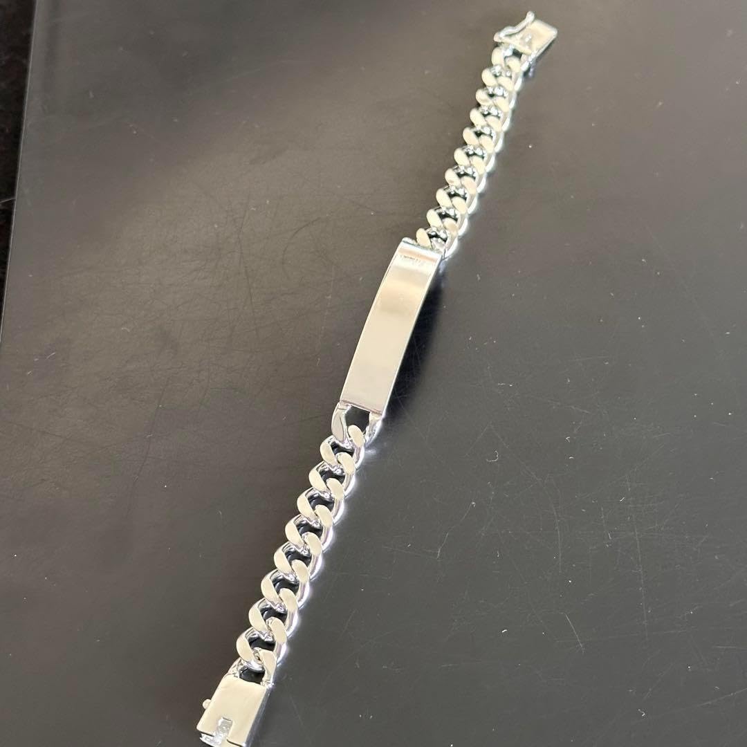 Amazon.co.jp: シルバー 925 ブレスレット IDプレート シンプル メンズ