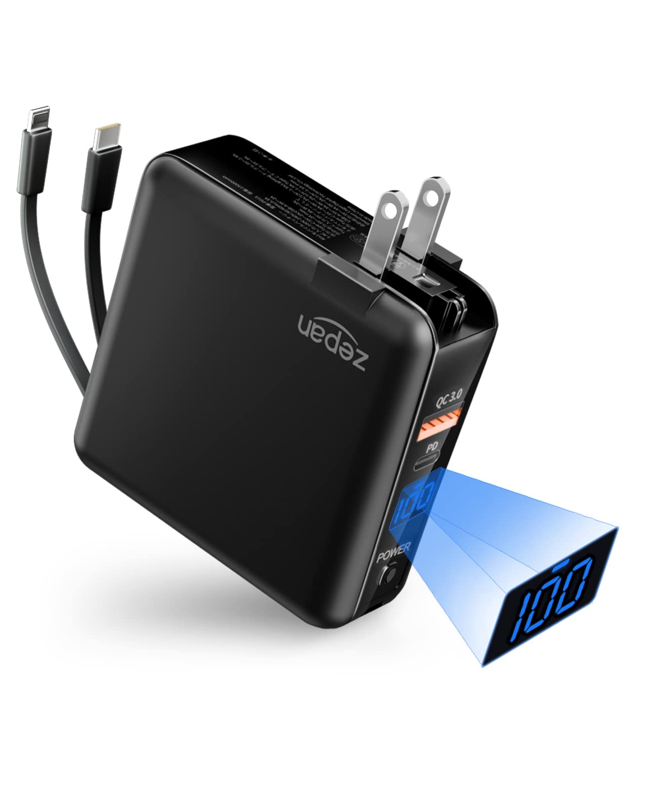 Amazon | zepan モバイルバッテリー 大容量 15000mAh ケーブル内蔵 PD