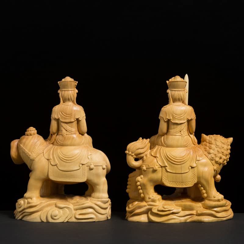 Amazon｜仏像 文殊 普賢菩薩 木彫り 置物開運十二干支お守り本尊 風水