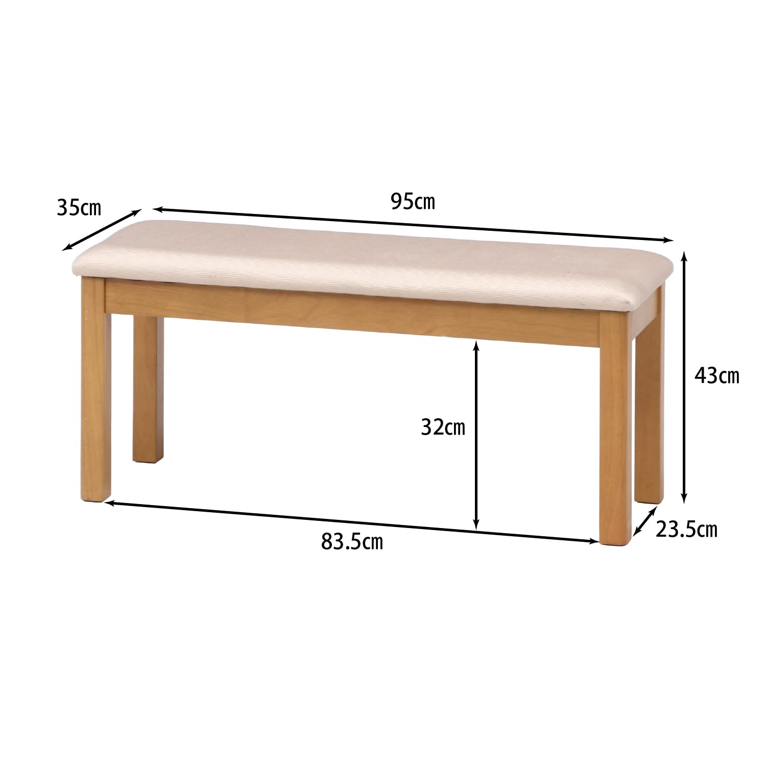 Amazon.co.jp: 不二貿易 ダイニングベンチ 2人掛け 幅95×奥行35×高さ