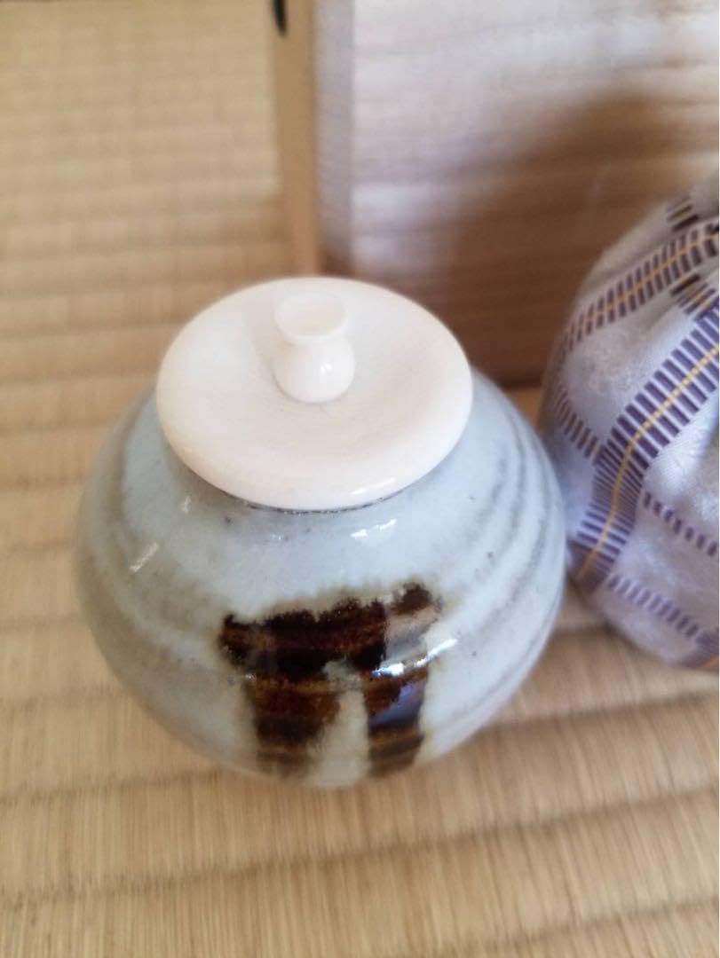 Amazon.co.jp: 茶入 唐津焼 内山仙鶴作 茶道具 仕覆付 共箱付き