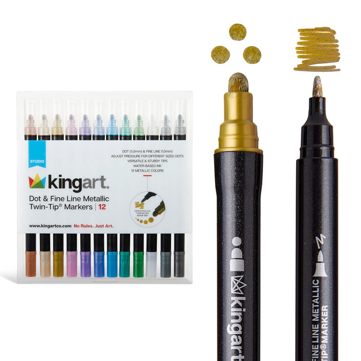Amazon.com: KINGART 12 Metallic Dual Tip Dot & Fine Markers, Round